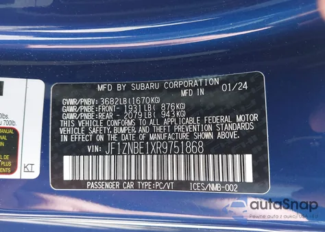 2024 Toyota Gr86 Premium из США, поврежденный, VIN JF1ZNBE1XR9751868